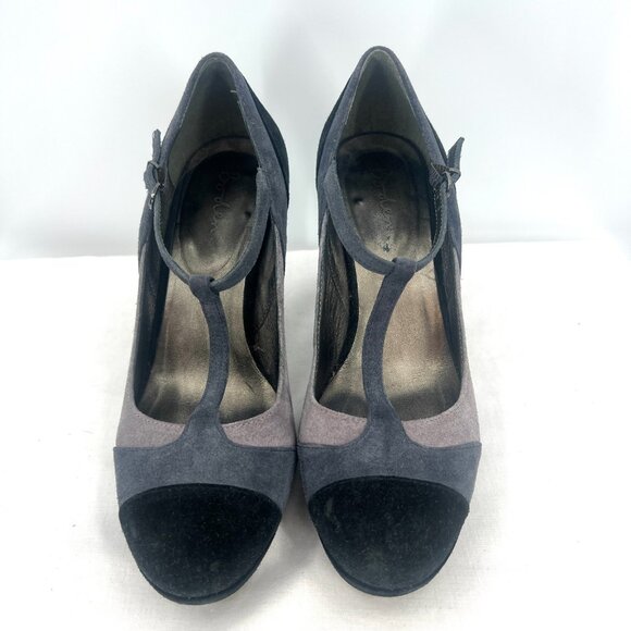 Boden Suede Black Gray T-Strap Heeled Pumps Women's Size 39 US 8 - Picture 5 of 10